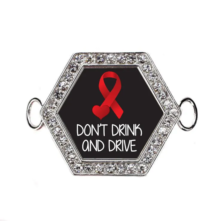 Silver Don't Drink and Drive Hexagon Charm Bangle Bracelet