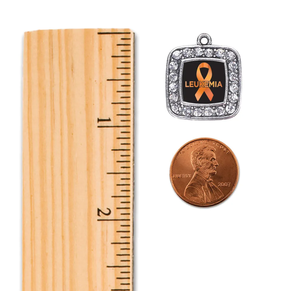 Silver Leukemia Support Square Charm Braided Bracelet