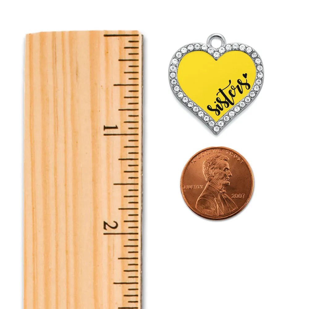 Silver Sisters - Yellow Open Heart Charm Braided Bracelet