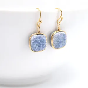 Slate Blue Druzy Earrings