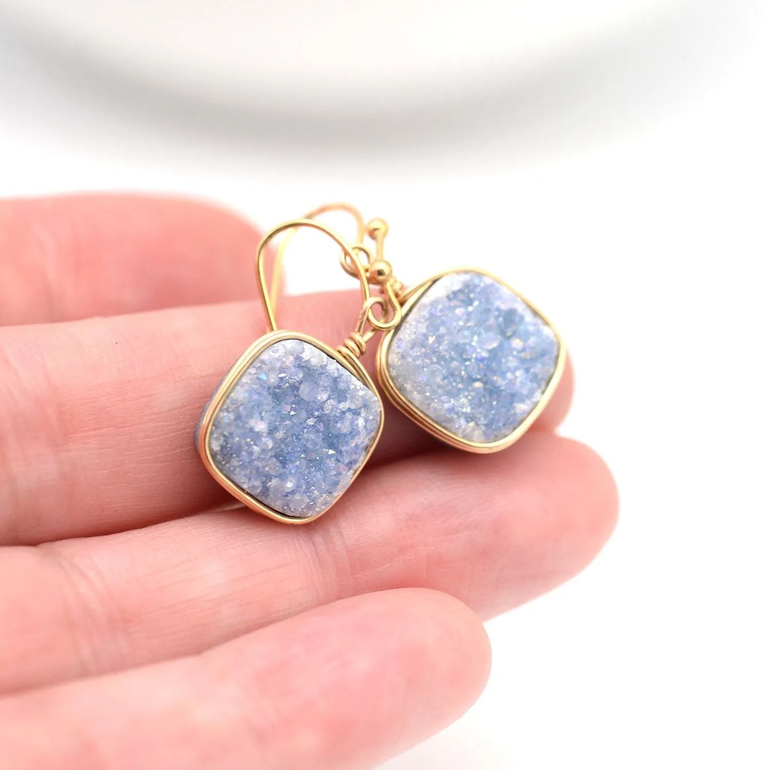 Slate Blue Druzy Earrings
