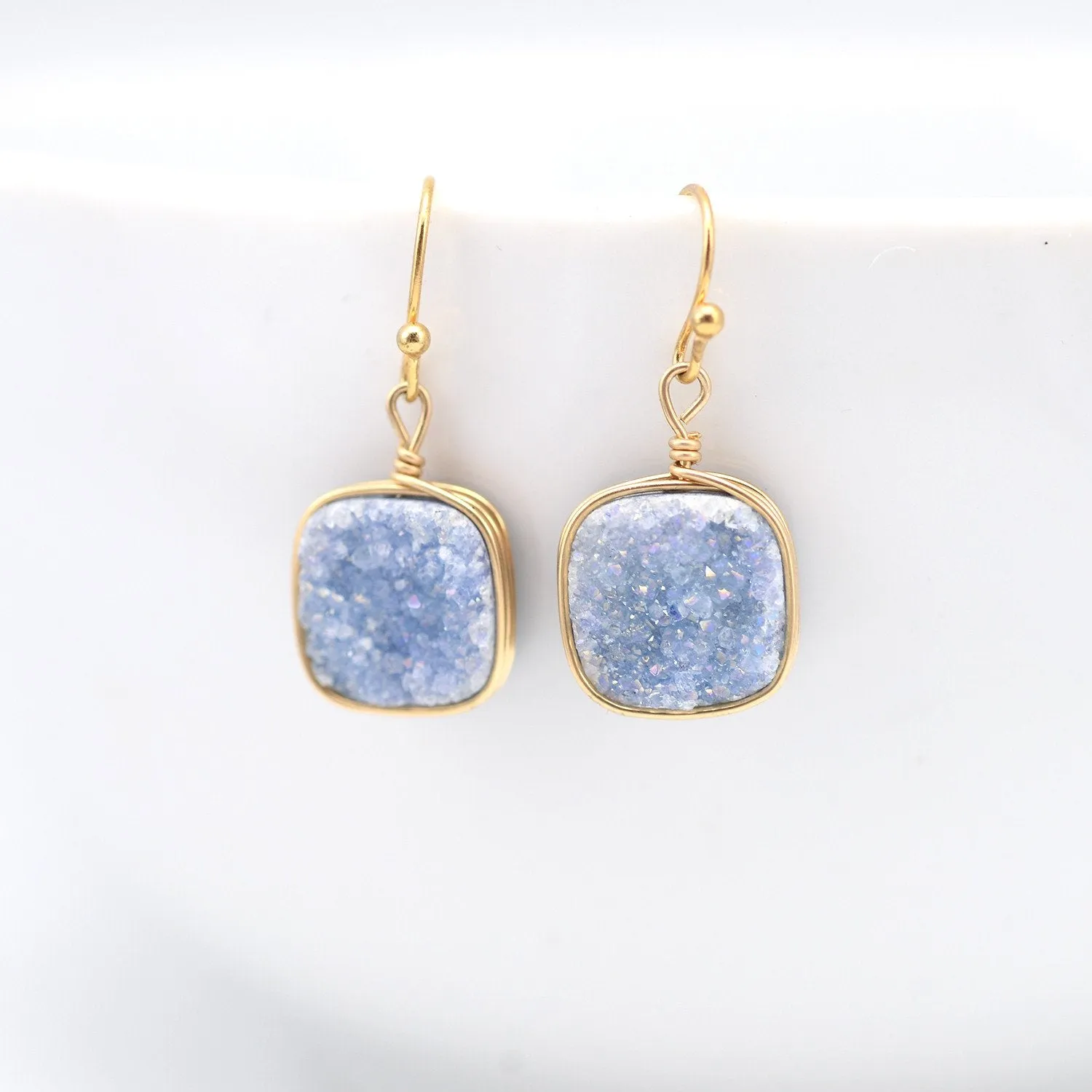 Slate Blue Druzy Earrings