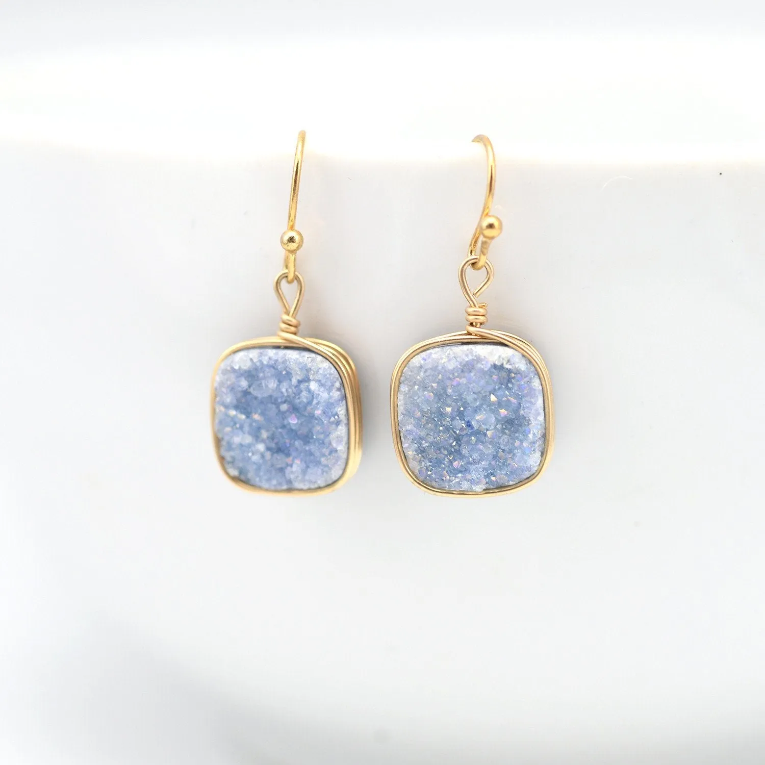 Slate Blue Druzy Earrings