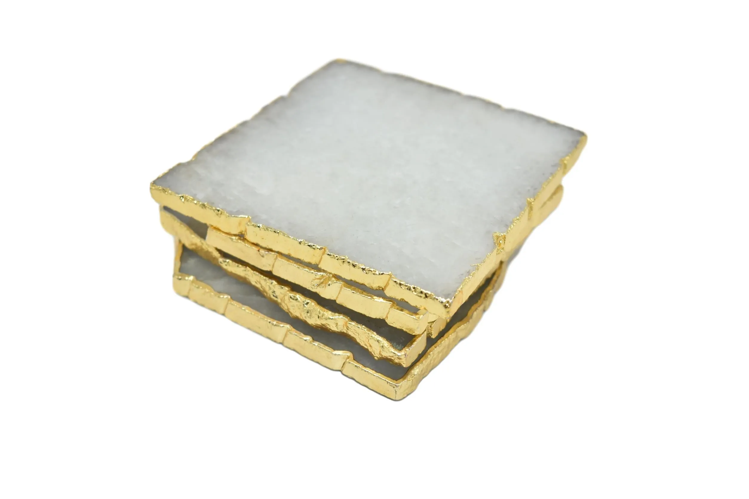 Square Coasters with Gold Trim, Set of 4