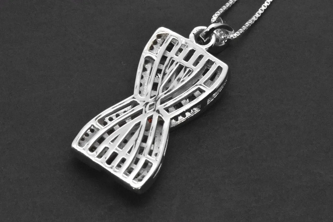 Sterling Silver Rainbow Created Sapphire X Design Pendant Necklace