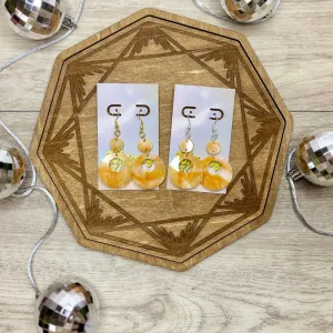 Sunset Stone Funky Open Circle Double Dangles - Acrylic Earrings