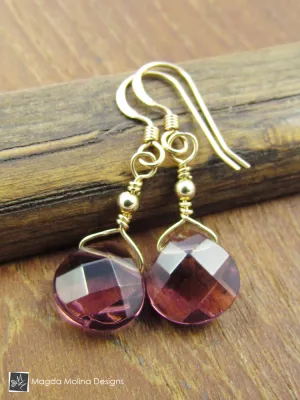 The Gold or Silver And Purple Quartz Mini Drop Earrings