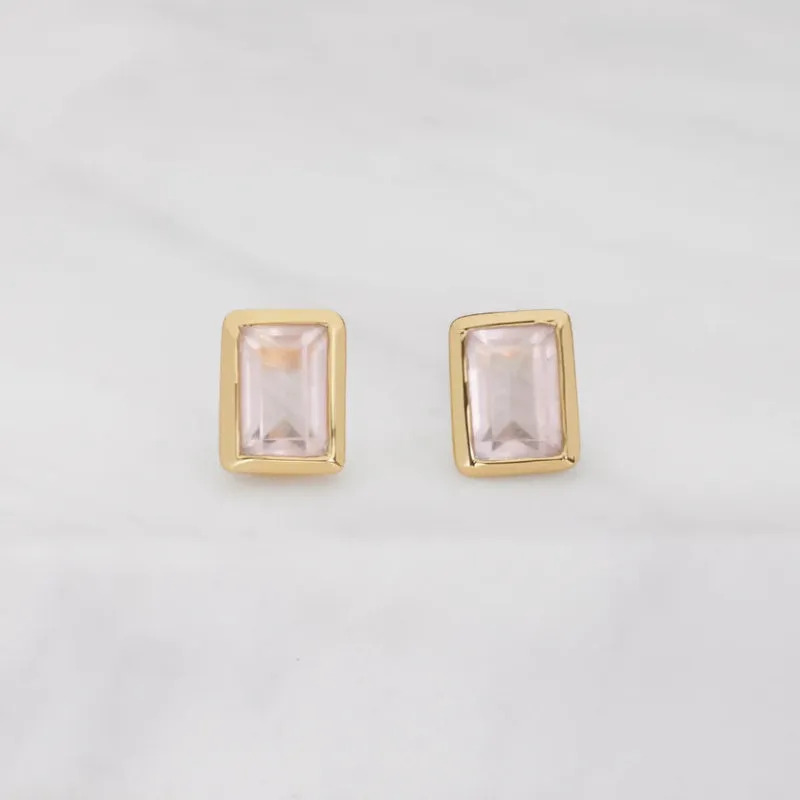 Zafino | Sierra Stud Earrings - Rose Quartz