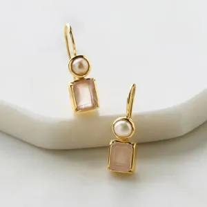 Zafino | Willow Earring - Rose Quartz & Pearl
